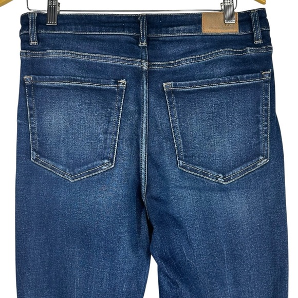 BKE 31 X 28 Billie Slim High Rise Crop Straight Dark Wash Raw Hem Stretch Jeans - Picture 6 of 9